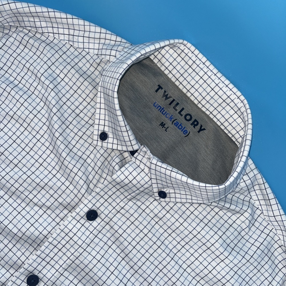 Twillory Men's Untuck(able) Long Sleeve Polo Dress Shirt Size M-L